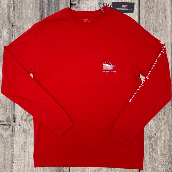 VINEYARD VINES SANTA WHALE POCKET TEE, SIZE SMALL - Picture 2 of 6